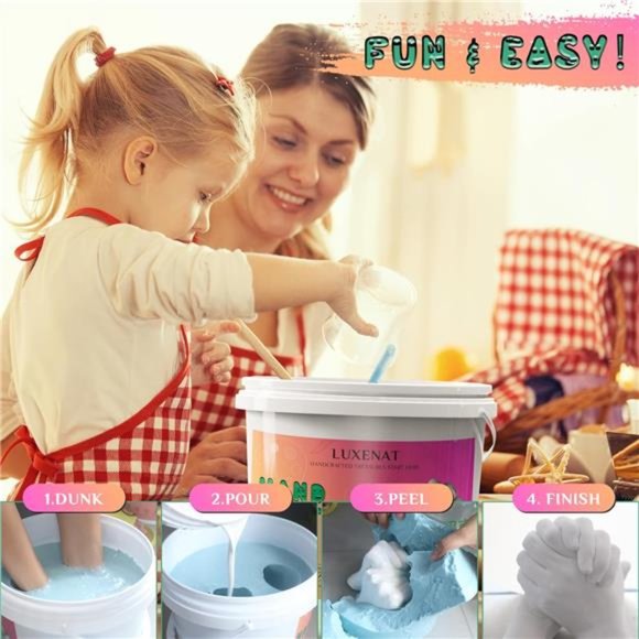 Hand Casting Kit - DIY Hand Plaster Mold Kit, with String Lights, Wooden Base - Picture 6 of 6